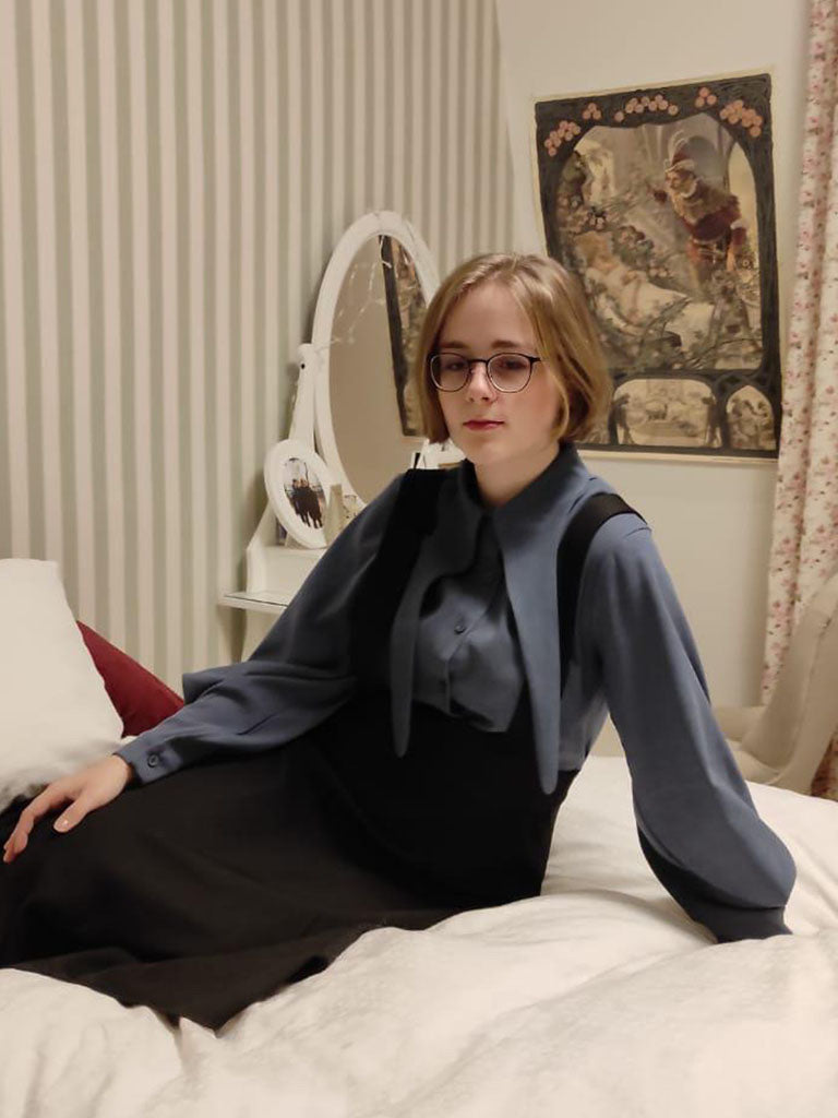 Women’s Layered Shirt Dress with Suspender Skirt Design