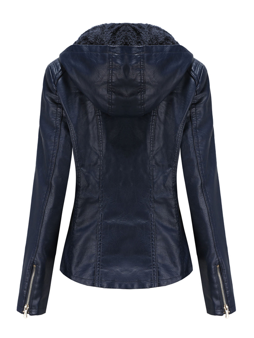 Hooded Zip Front Jacket with Textured Panel Accents