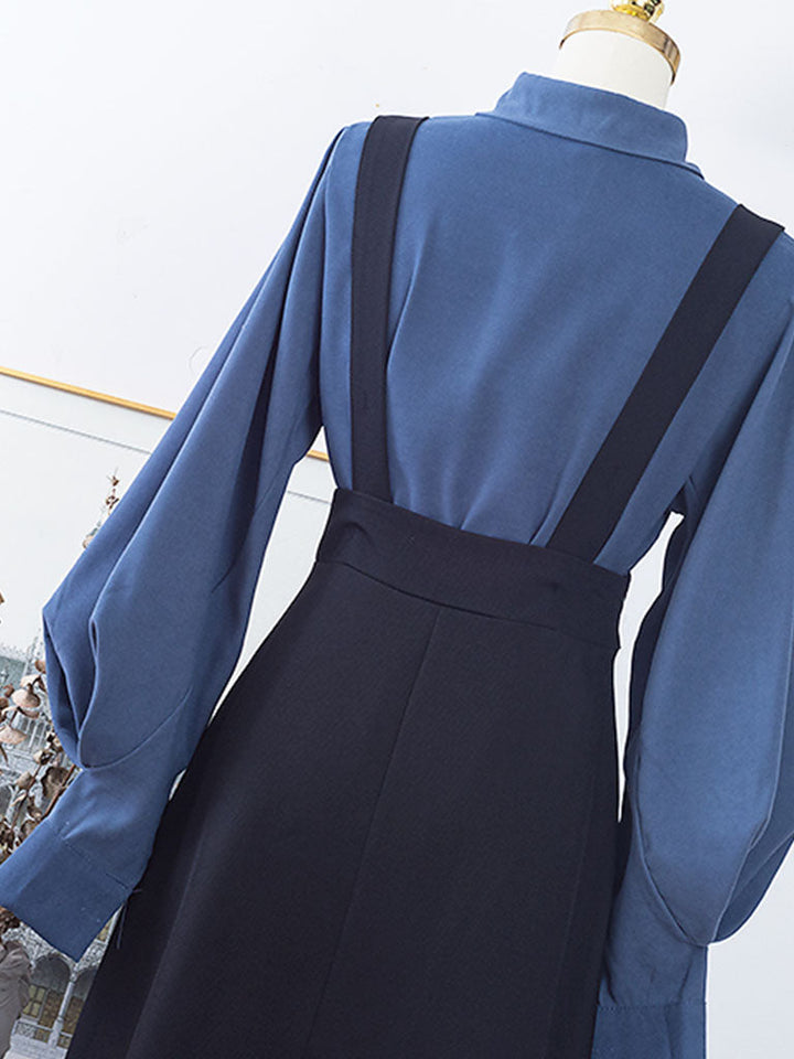 Women’s Layered Shirt Dress with Suspender Skirt Design