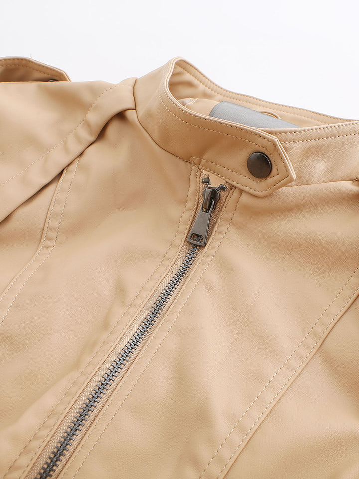 Stand Collar Zip Jacket with Quilted Panel Detailing