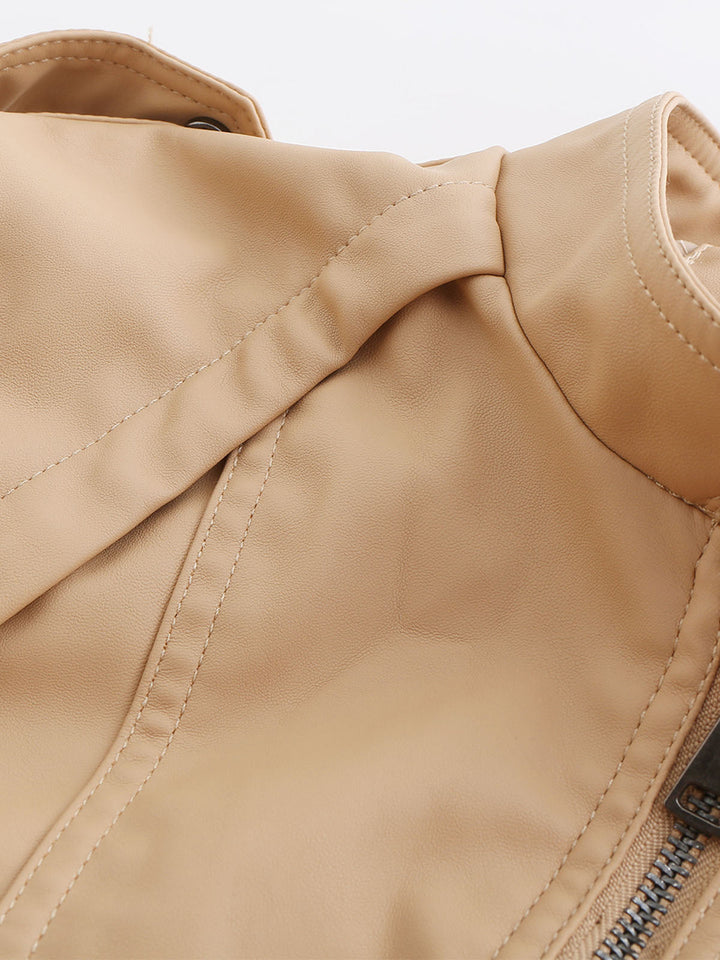 Stand Collar Zip Jacket with Quilted Panel Detailing