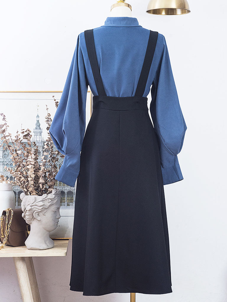 Women’s Layered Shirt Dress with Suspender Skirt Design