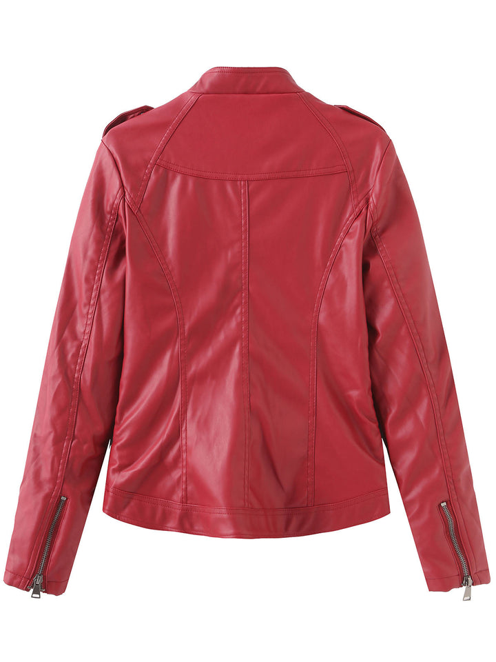 Stand Collar Zip Jacket with Quilted Panel Detailing