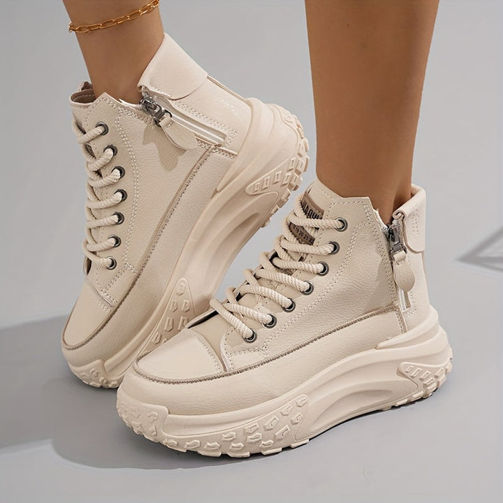 Women’s High-Top Platform Sneakers with Lace-Up Design