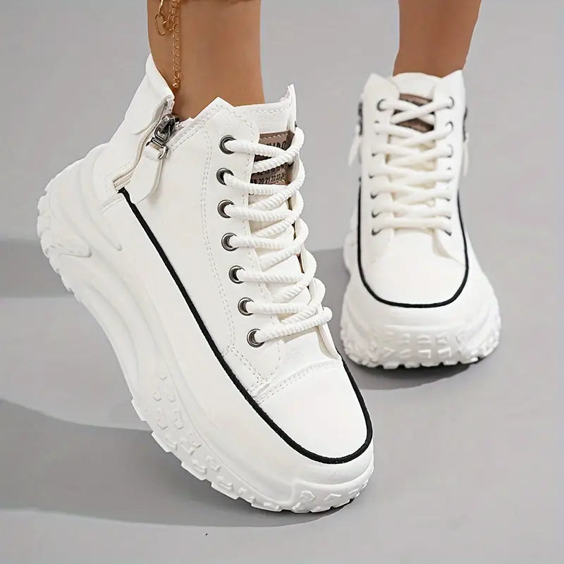 Women’s High-Top Platform Sneakers with Lace-Up Design